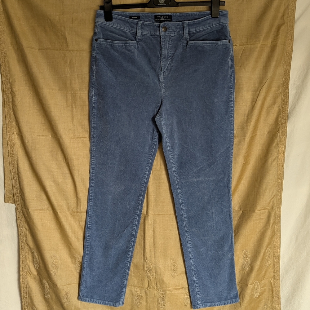Talbots Simply Flattering Collection Blue Corduroy Boot Cut Jeans Pants Sz 12